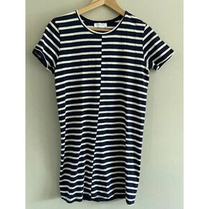 Everlane T-Shirt Dress Short Sleeve Navy Blue Cream Stripe Small S